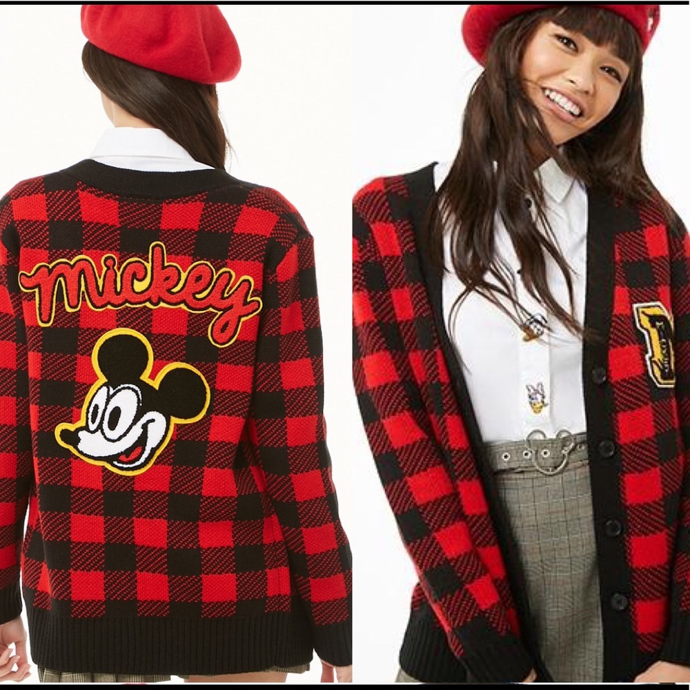 Disney Mickey Mouse Plaid Cardigan